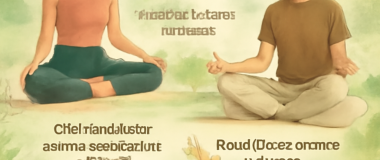 Desen animat cu o pisică albastră zâmbitoare care ține un balon roșu într-un parc colorat primăvăratic.