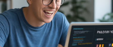 Desen digital detaliat al unui peisaj montan cu un lac liniștit în prim-plan și munți acoperiți de zăpadă în fundal, sub un cer albastru cu nori pufoși.